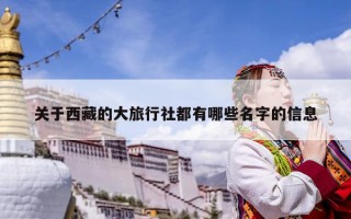 关于西藏的大旅行社都有哪些名字的信息